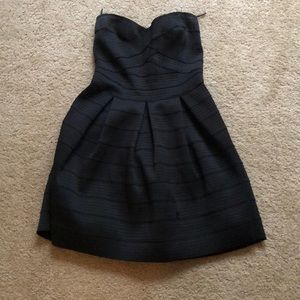 Strapless black semi-formal dress